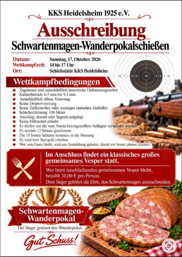 Einladung zum Schwartenmagenwanderpokalschiessen für Mitglieder 2026
